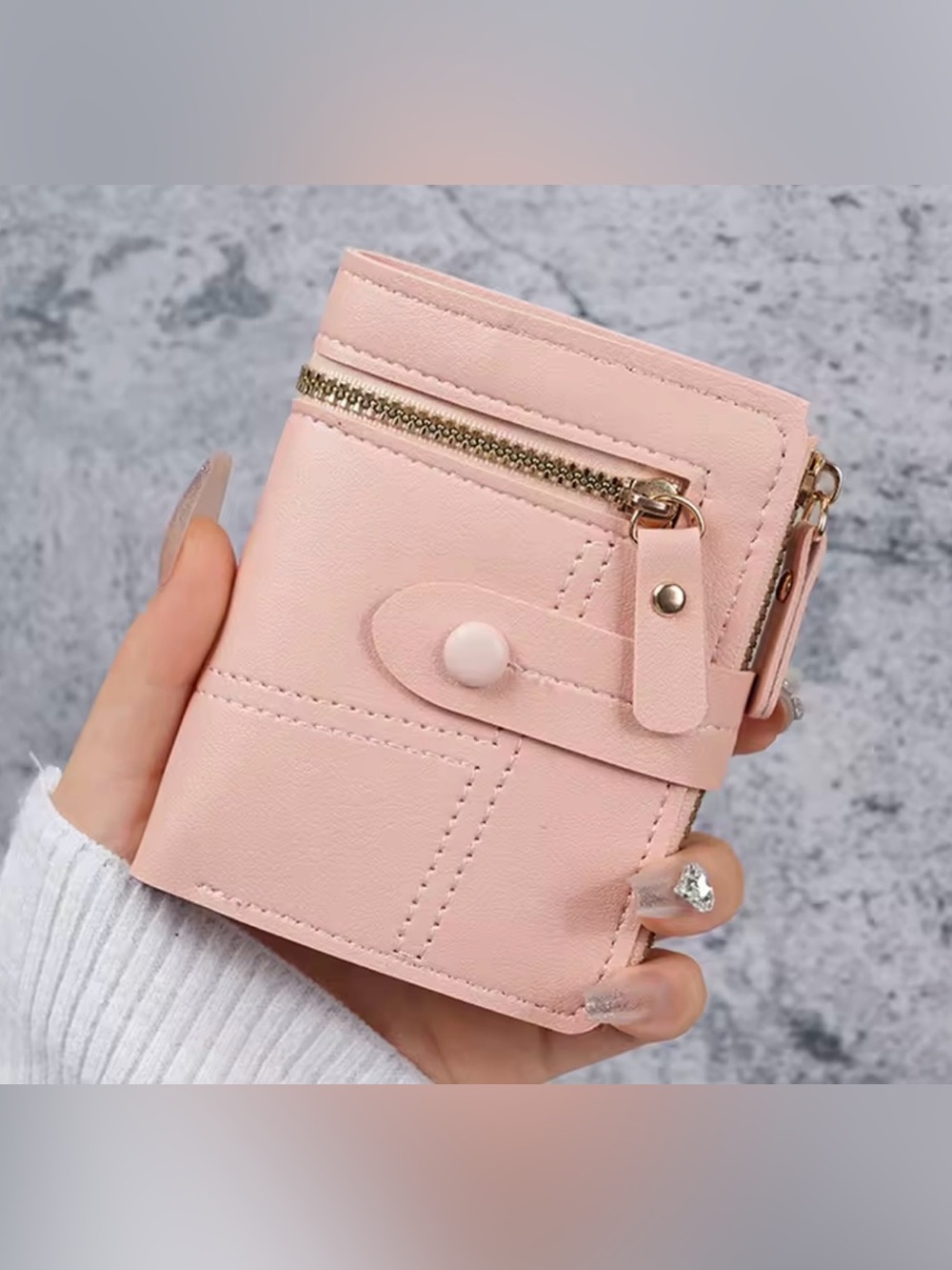 Compact Pink Women's Wallet - Soft Faux Leather